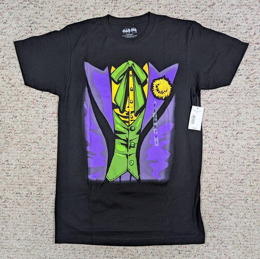 The Joker T-Shirt-Mens MED Black Joker Suit Batman DC Comics NWT Graphic Tee